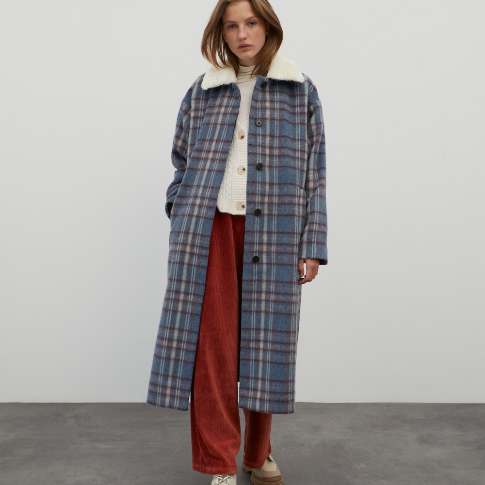 Edited Between-Seasons Women's Anouk Coat Blue Red and White Size 2 (XS)